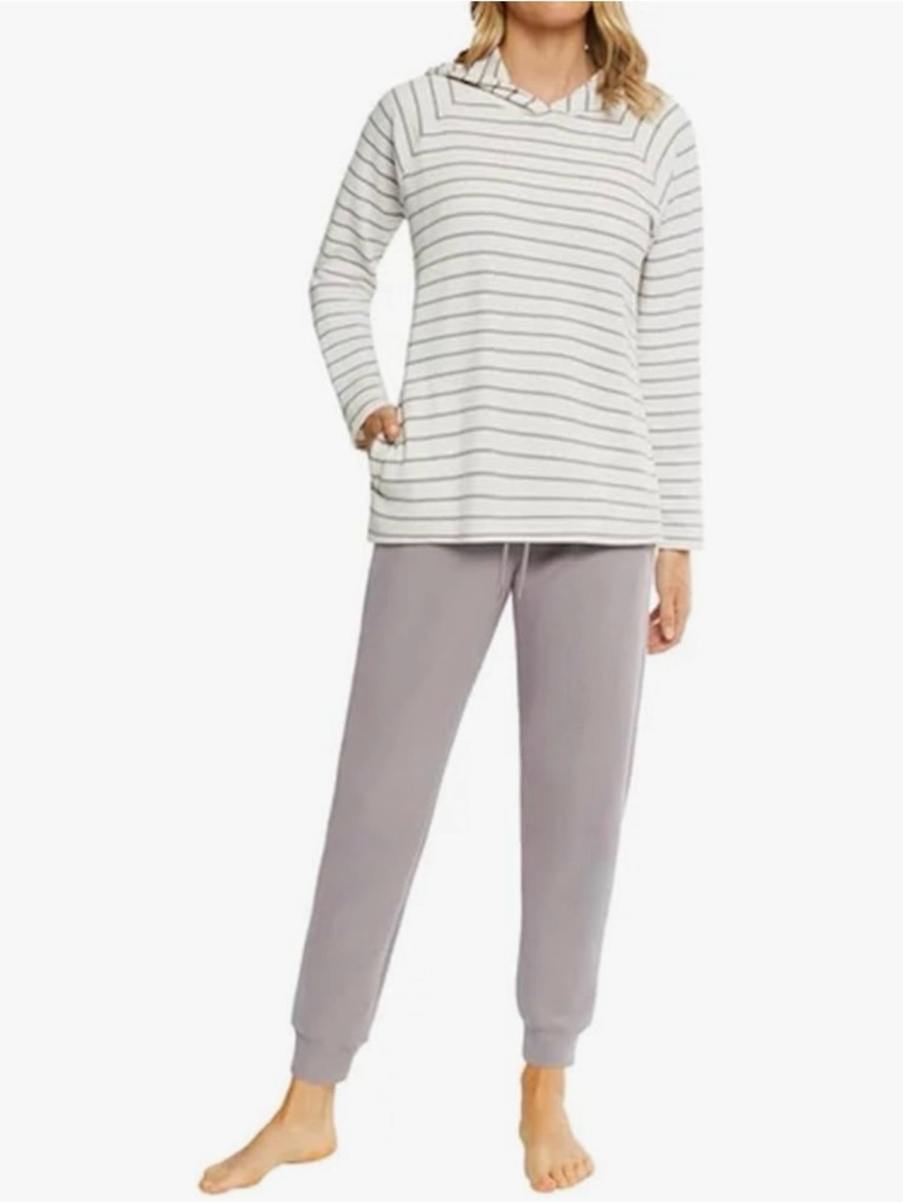 Max & Mia 2 Piece Lounge Set Waffle Knit Stripe Hoodie Jogger XL NWT